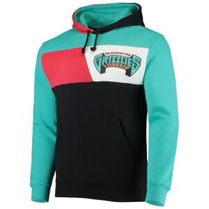 Vancouver Grizzlies Mitchell & Ness Black Hardwood Classics Colorblock Hoodie M